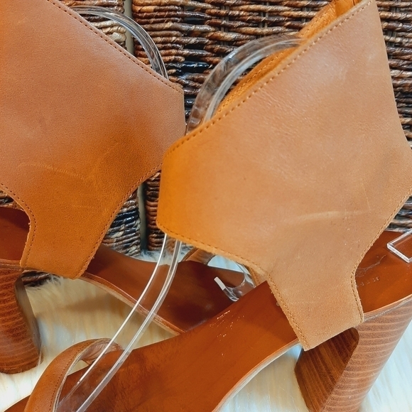 Jeffrey Campbell x Free People 8.5 Leather Magic Heel Boho Cuff Sandals Brown - Picture 9 of 10